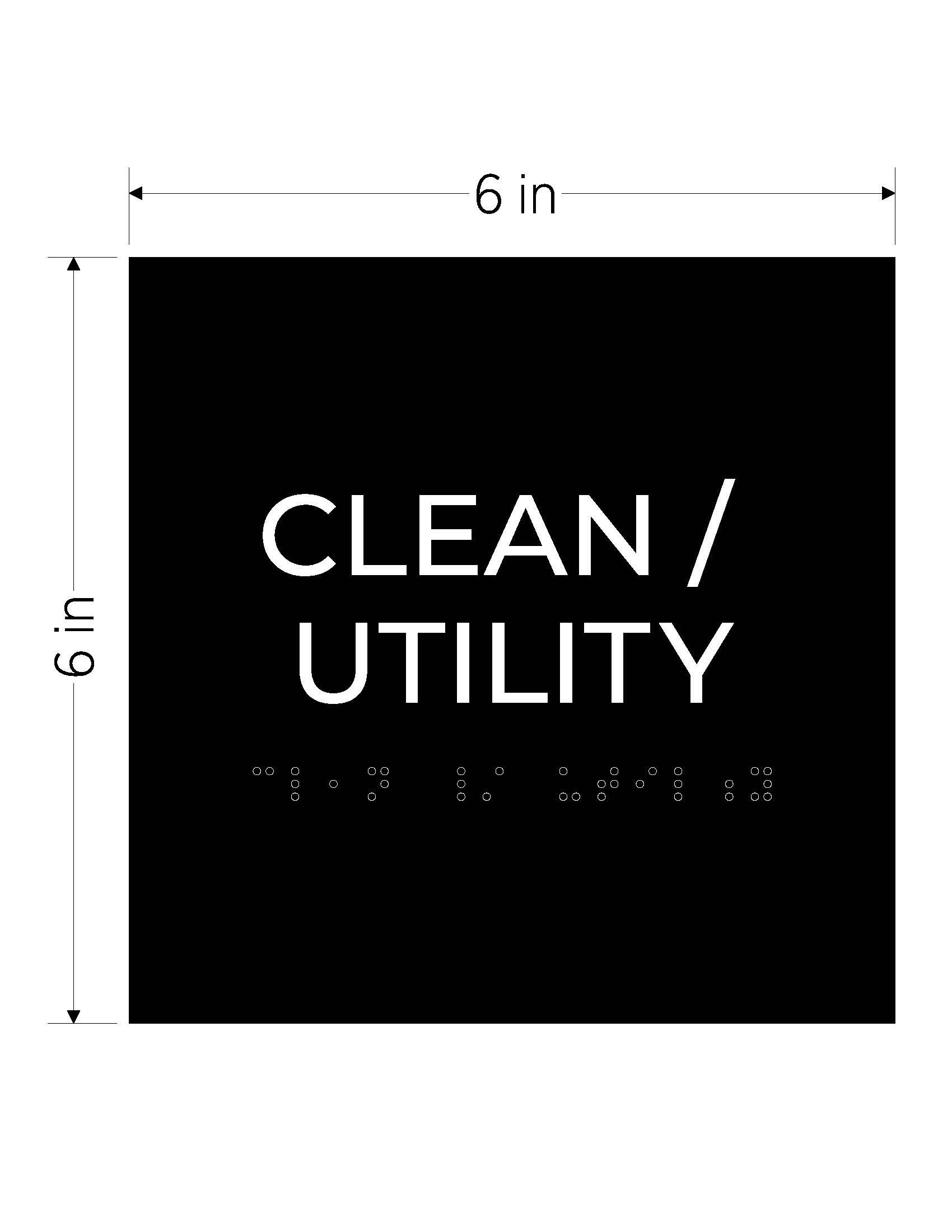 black with white text ada acrylic braille vhb sign clean utility