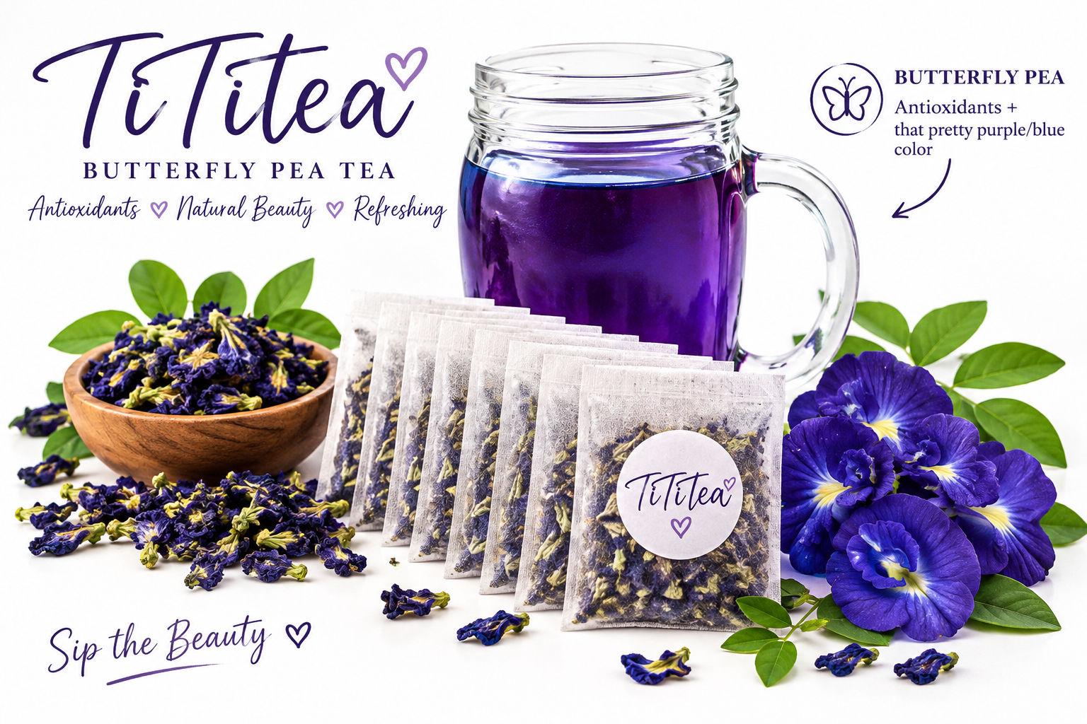 Signature Purple Butterfly Pea Tea | Garden-Grown Herbal Tea – 10 Tea Bags