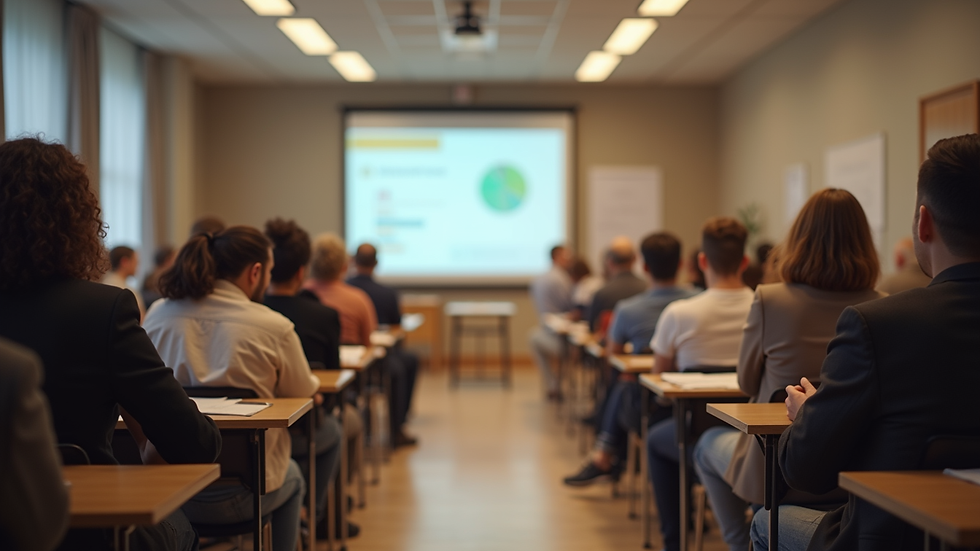 Eye-level view of a community workshop focused on financial education