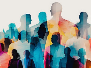 Colorful overlapping silhouettes of people representing diverse backgrounds, human capabilities, and connections to opportunity.