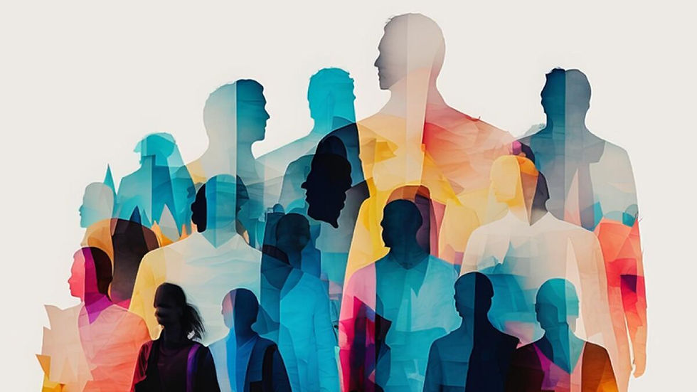 Colorful overlapping silhouettes of people representing diverse backgrounds, human capabilities, and connections to opportunity.