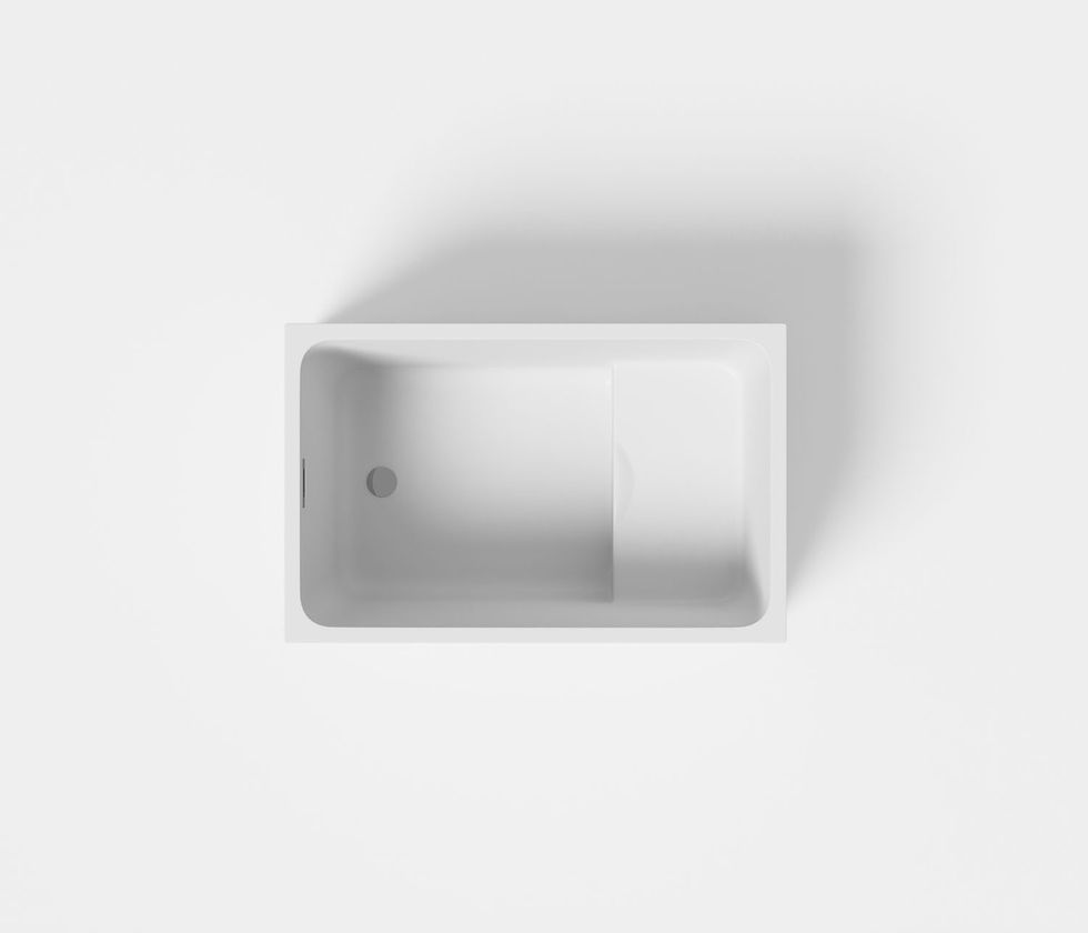 Thumbnail: 43" Acrylic Freestanding Bathtub with seat: Spacious rectangle Shape, Gloss Whit
