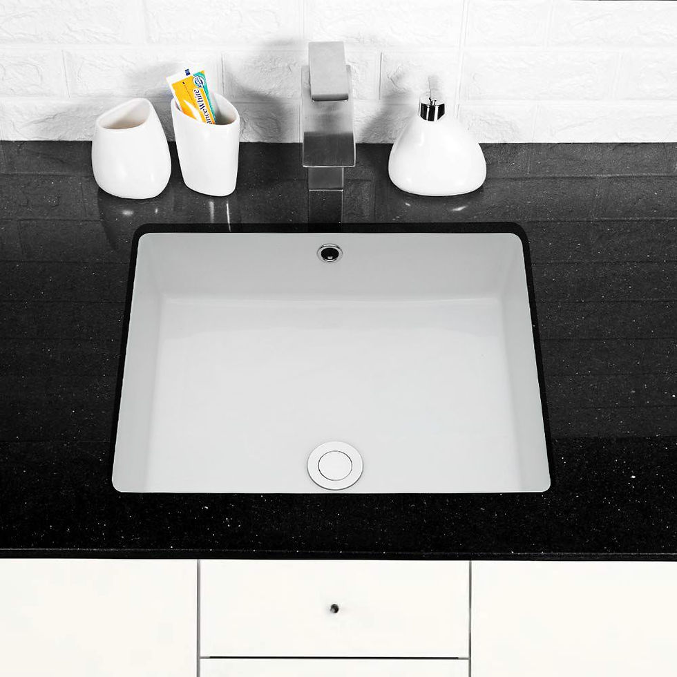 Thumbnail: Bathroom Undermount Vessel Sink Pure White Porcelain Ceramic Lavatory Vanity Sin