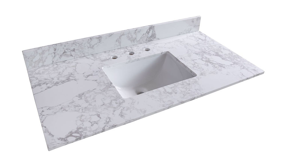 Thumbnail: 43''x22" bathroom stone vanity top engineered stone carrara white marble color w