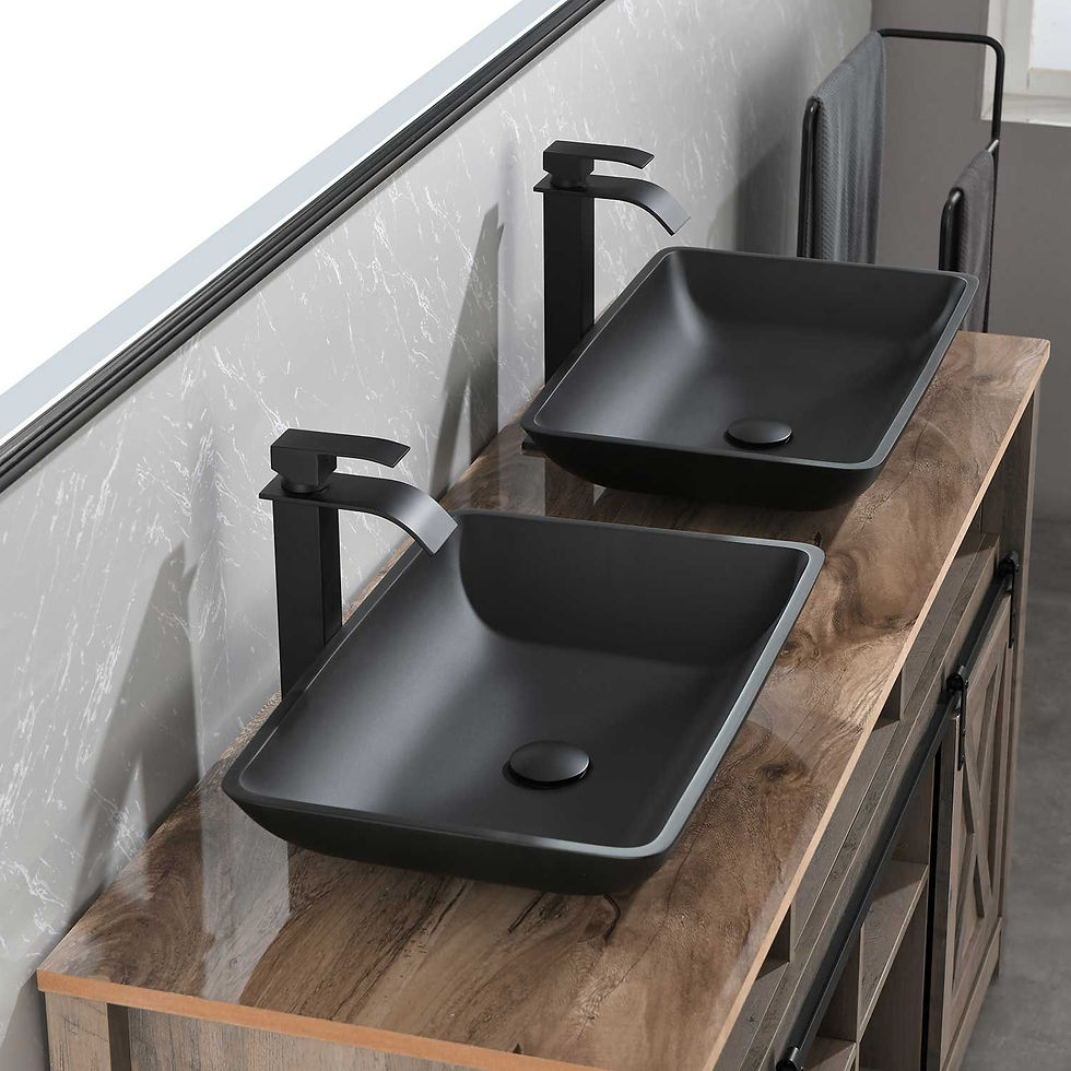 Thumbnail: Matte Shell Glass Rectangular Vessel Bathroom Sink