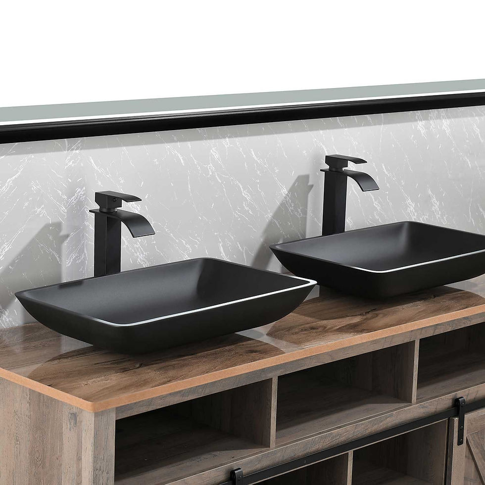 Thumbnail: Matte Shell Glass Rectangular Vessel Bathroom Sink