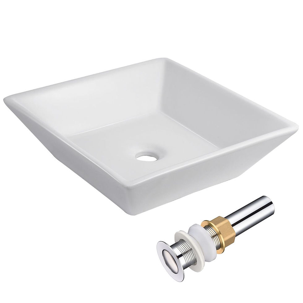 Thumbnail: Square White Porcelain Vessel Sink-410mm Long