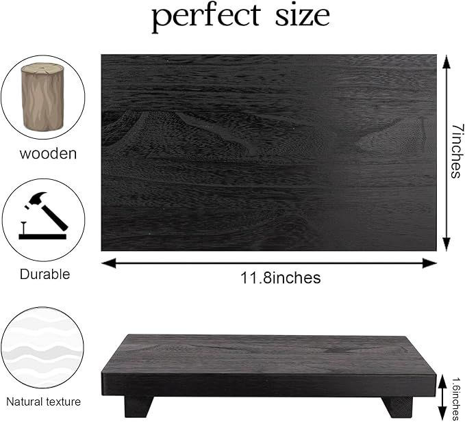 Thumbnail: Small Wood Tray Pedestal Stand Farmhouse Bathroom Decor Decorative Wooden Riser