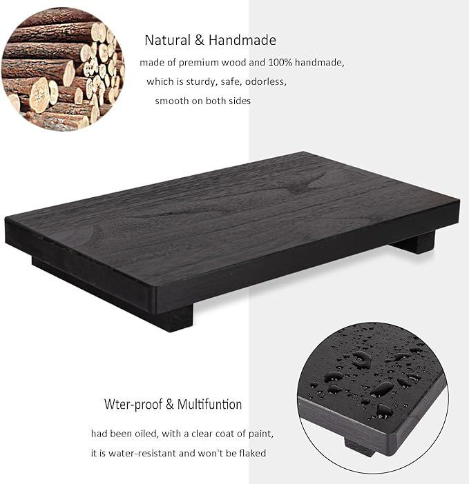 Thumbnail: Small Wood Tray Pedestal Stand Farmhouse Bathroom Decor Decorative Wooden Riser