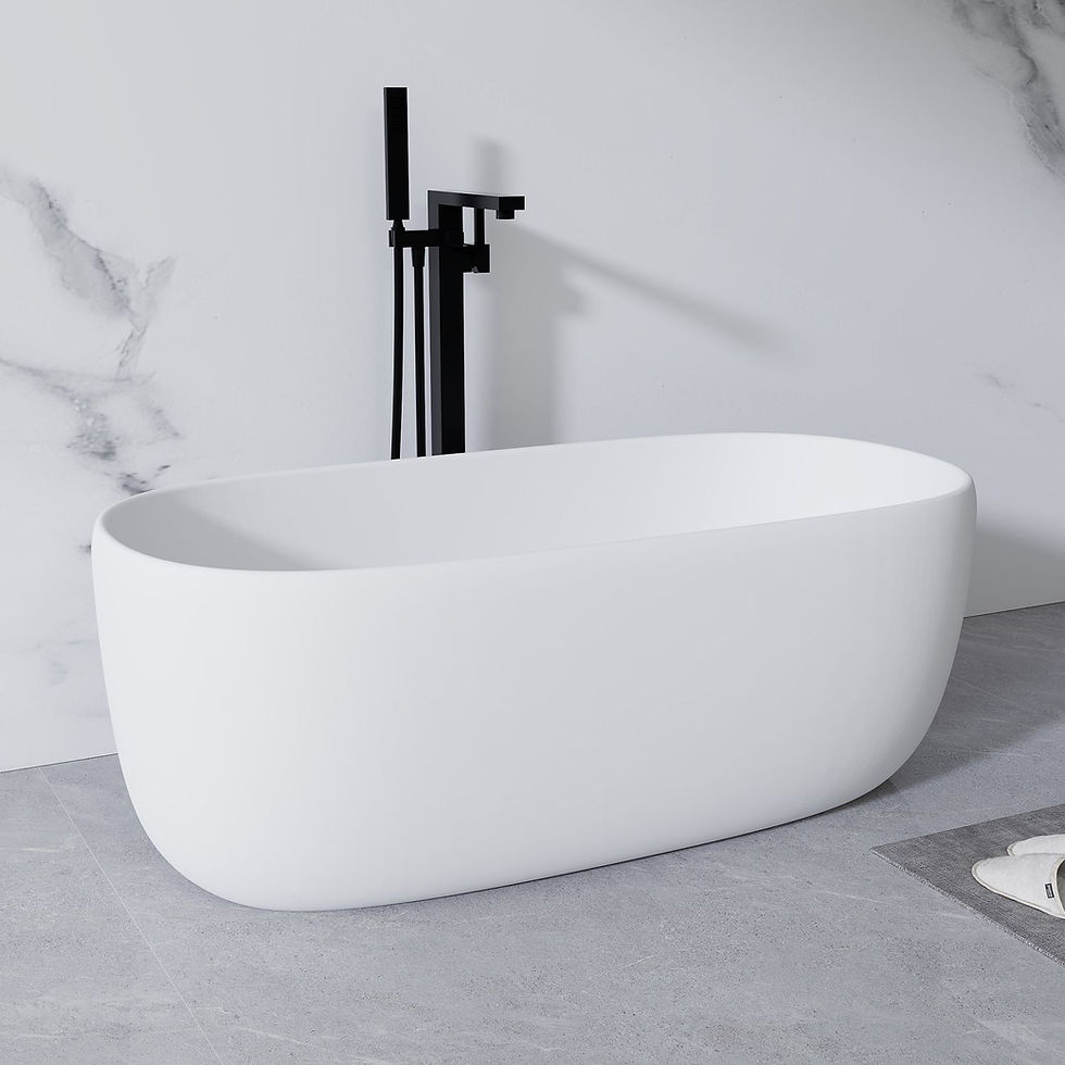Thumbnail: 51'' Freestanding Bathtub Resin Stone Soaking Bathtub Solid Surface Modern Tubs