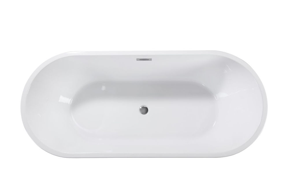 Thumbnail: 59" Acrylic Freestanding Bathtub, Stand Alone Soaking Tub, Glossy White Acrylic,