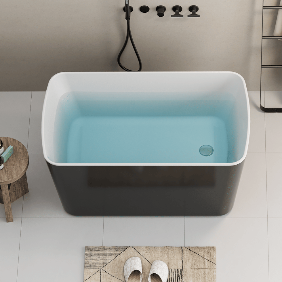 Thumbnail: 49'' Acrylic Freestanding Soaking Bathtub, Square-shape Japanese Soaking Hot Tub