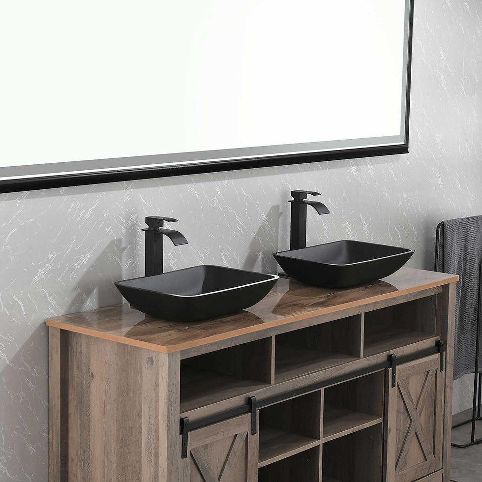 Thumbnail: 13.0" L -18.13" W -4" H Matte Shell Glass Rectangular Vessel Bathroom Sink in Bl