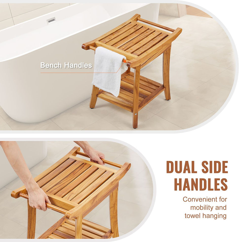 Thumbnail: Teak Shower Bench 22 x 14.4 x 18.5 in