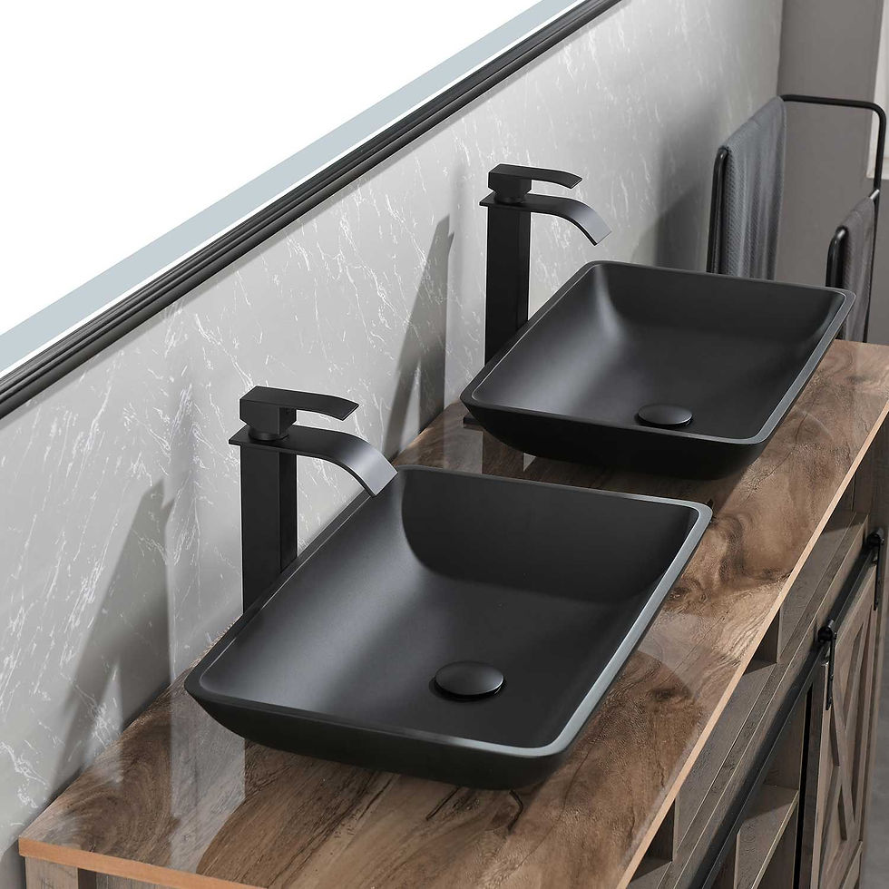 Thumbnail: Matte Shell Glass Rectangular Vessel Bathroom Sink