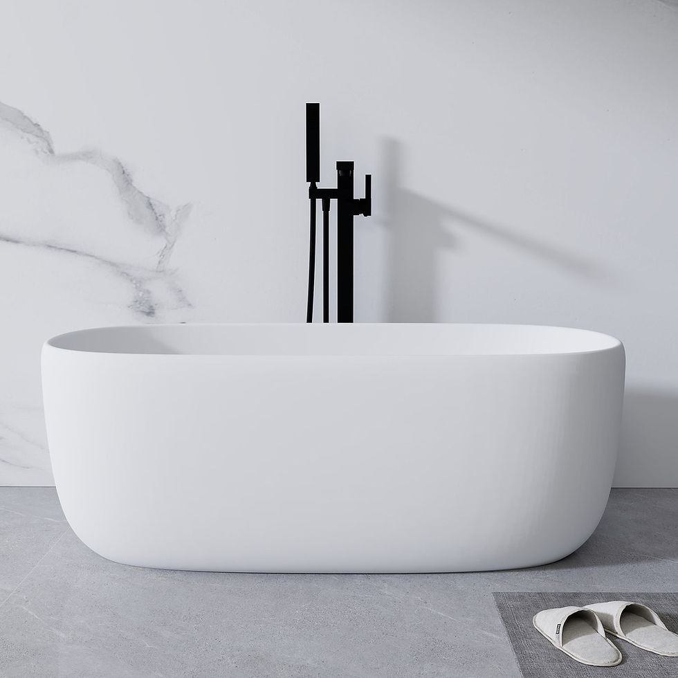 Thumbnail: 51'' Freestanding Bathtub Resin Stone Soaking Bathtub Solid Surface Modern Tubs