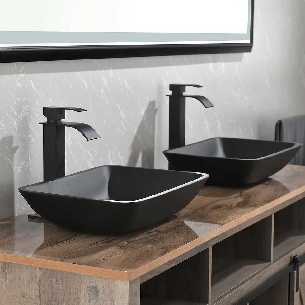 Thumbnail: 13.0" L -18.13" W -4" H Matte Shell Glass Rectangular Vessel Bathroom Sink in Bl