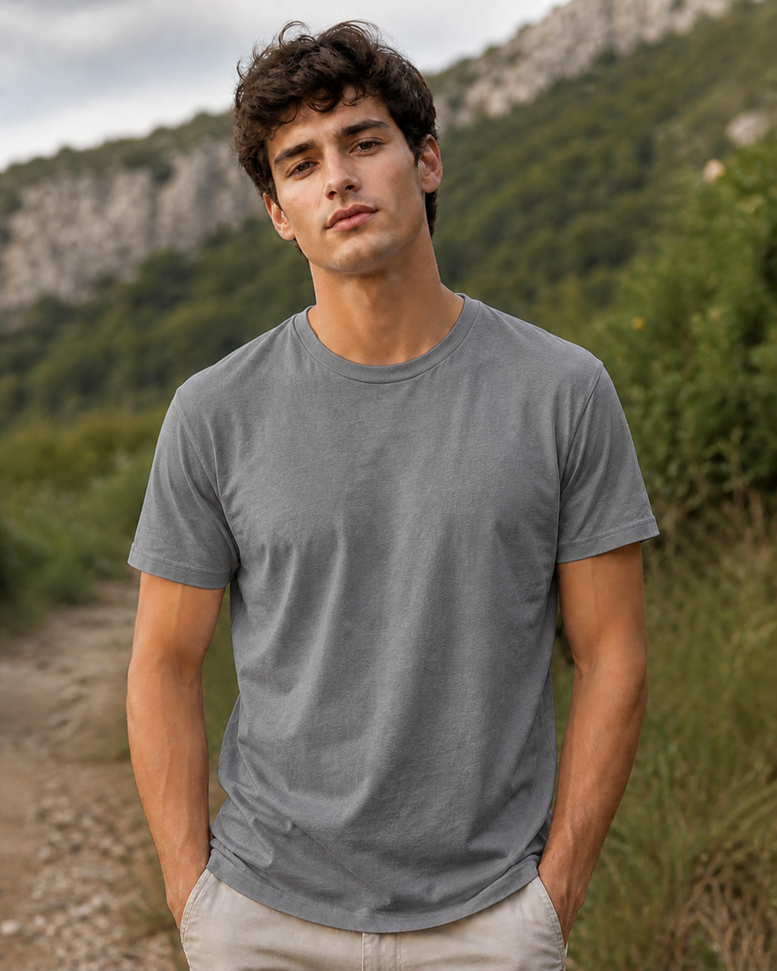 Gray Blue Short Sleeve Shirt