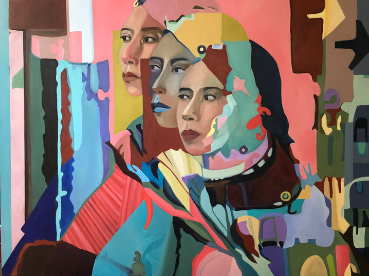 Painting by Maria Laura Hendrix titled, Past, Present, Future, 2022, 30x40 inches, Acrylic on Canvas