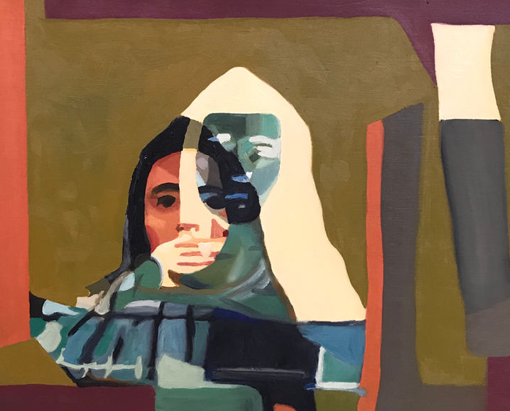 Painting by Maria Laura Hendrix titled, Untitled (Young woman with Rebozo), 2020,  8x10 inches, oil on wood panel
