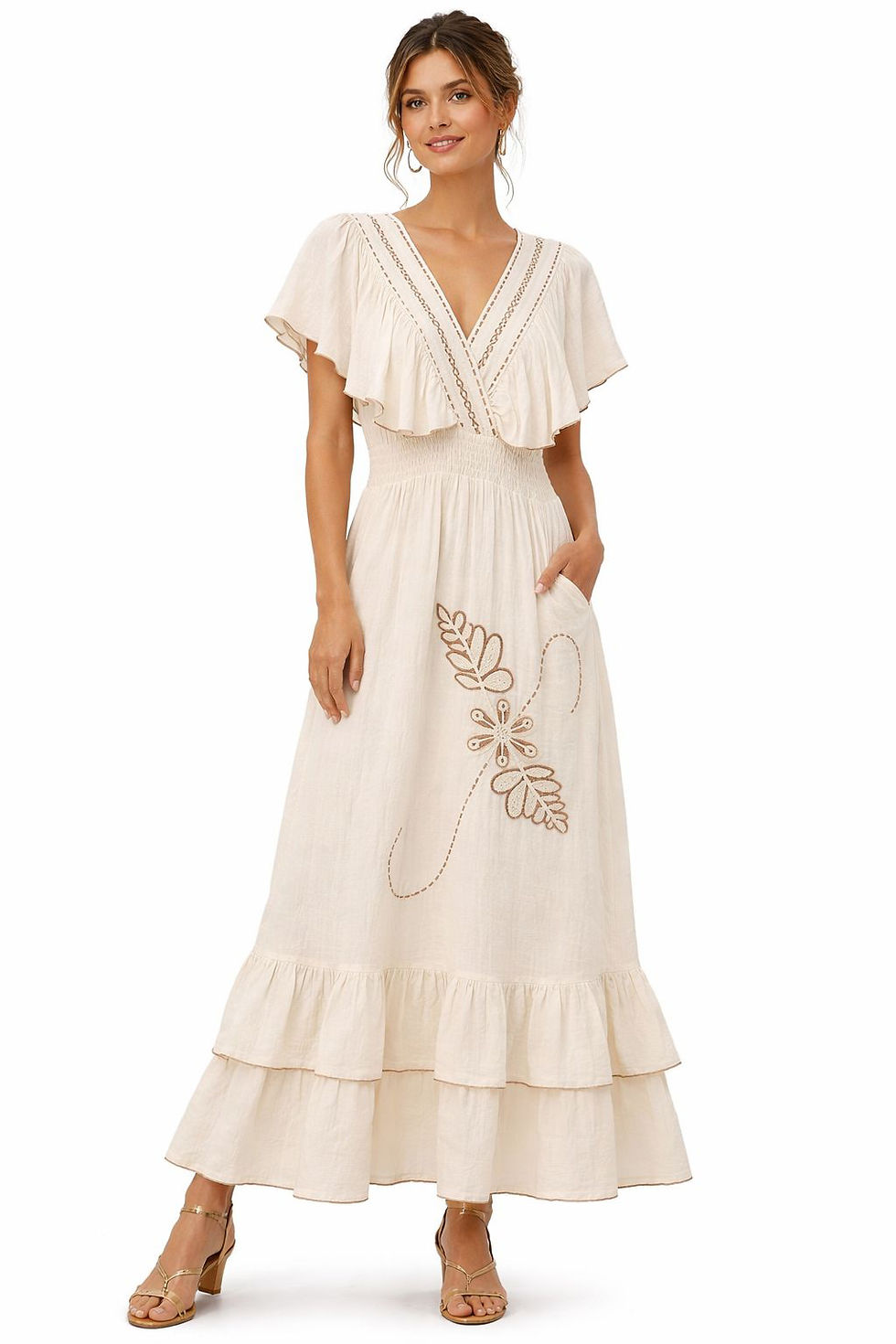 Boho Frill Front Maxi Dress with Elasticated Waist