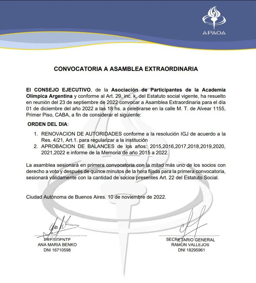 || IMPORTANTE ANUNICIO INSTITUCIONAL: CONVOCATORIA A ASAMBLEA EXTRAORDINARIA ||