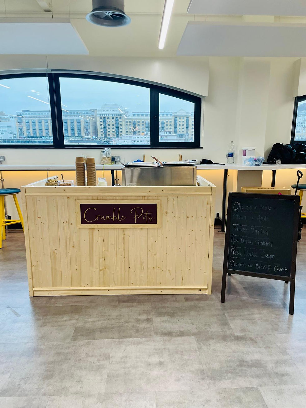 Rustic Pop up Crumble Bar for events 