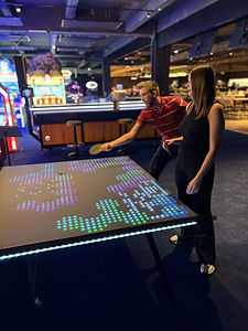 Digital Table Tennis, Ping Pong, Bit Pong Hire service set up at an event.