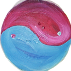 Yin Yang schilderij Christa Drost. Kom weer in balans bij Atelier Happy Colors