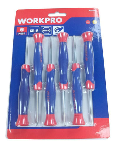 Juego 6 Destornilladores Vanadio Métricos Workpro W000825