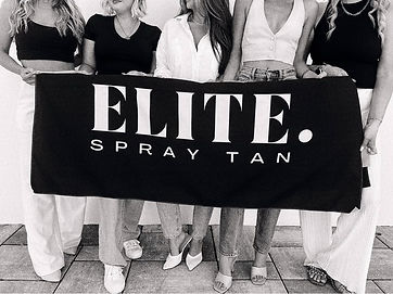 Group of women holding an Elite Spray Tan towel, representing mobile tanning services in the 30A area offered by FIT30A partner.
