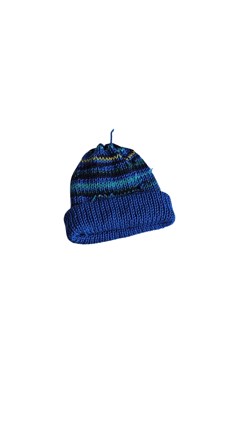 Thumbnail: KNIT SCRAP YARN HAT in Blue It (REVERSIBLE)