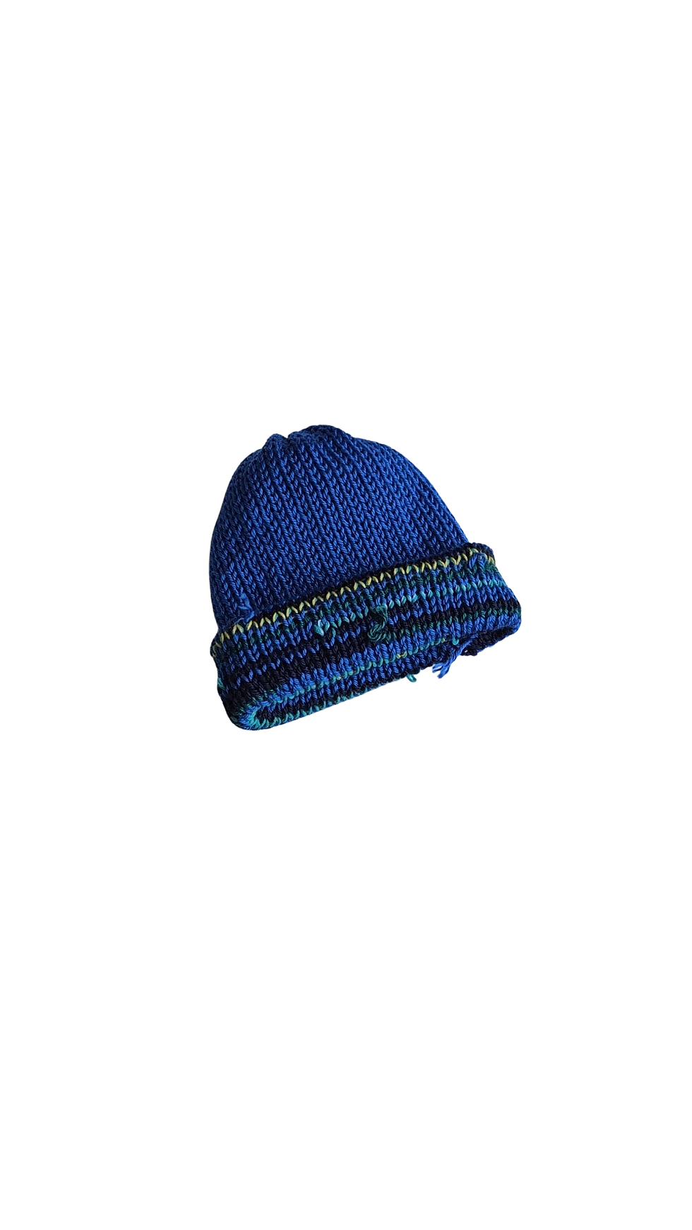 Thumbnail: KNIT SCRAP YARN HAT in Blue It (REVERSIBLE)