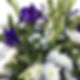 Sympathy Bouquet made up of white and blue flowers such as Dutch Iris, Chrysanthemums, Roses, Gladiolus