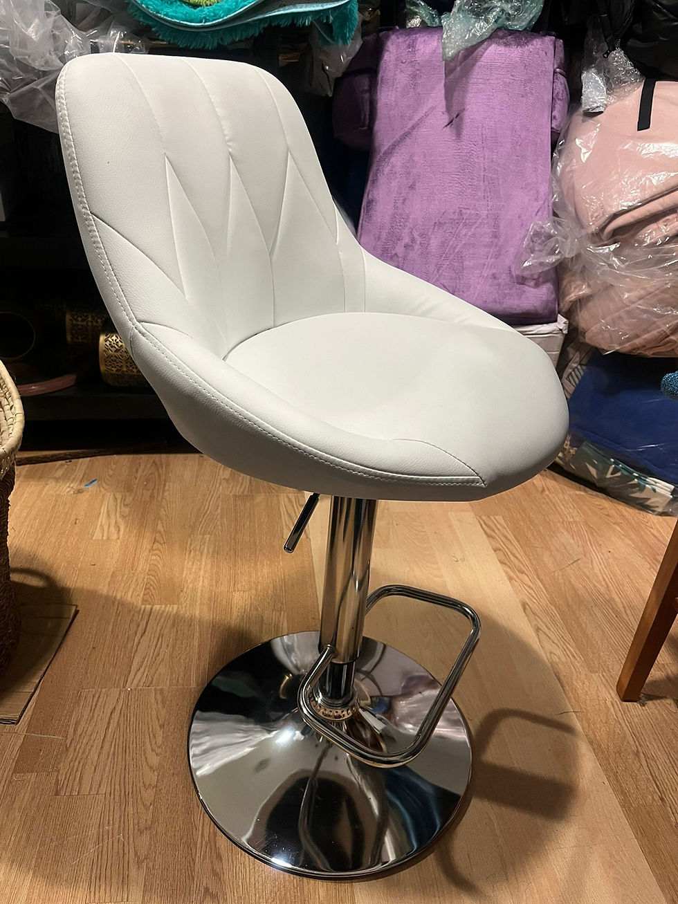 Thumbnail: Faux Leather Adjustable White Barstools 2 Piece