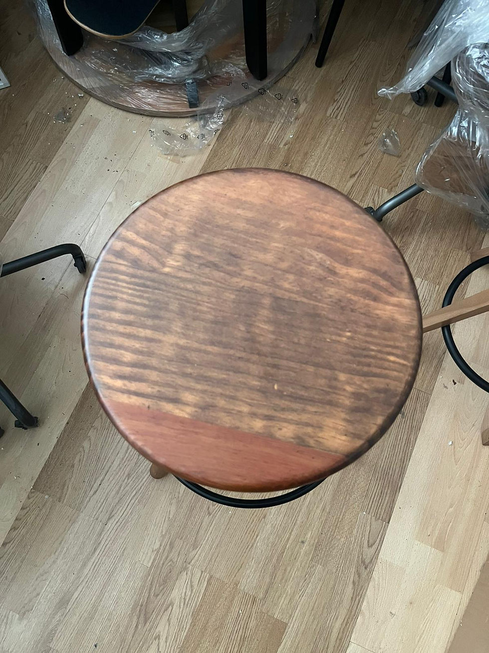 Thumbnail: IKEA 4pc Three Leg Ring Wooden Swivel Bar -Stool