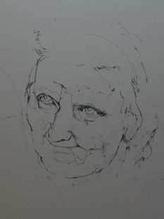 Old Woman, graphite, James Morgan Williams