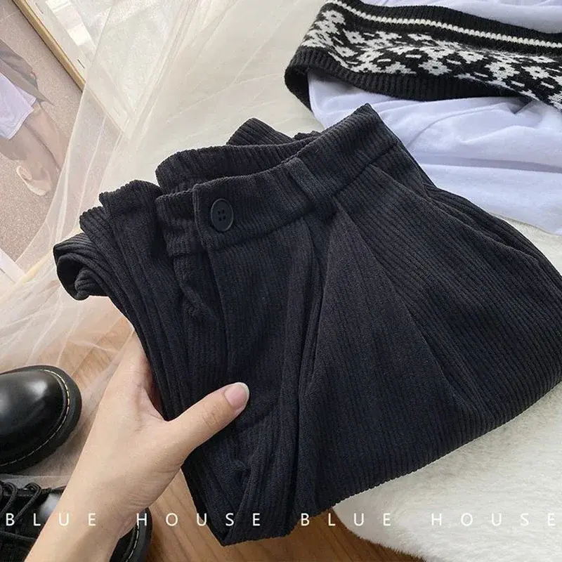 Miniatura: Vintage High Waist Corduroy Pants Women Spring Fall Straight Causal Full Length 