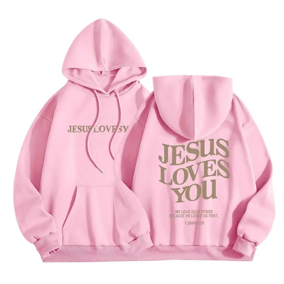 Miniatura: Jesus Loves You Print Pullover Hoodies Women's Hoodie Autumn Winter Men Streetwe