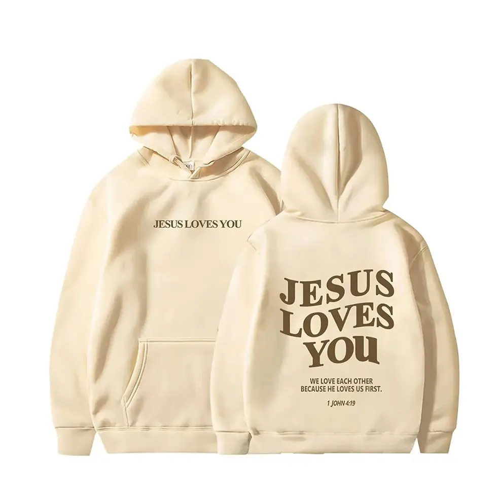 Miniatura: Jesus Loves You Print Pullover Hoodies Women's Hoodie Autumn Winter Men Streetwe