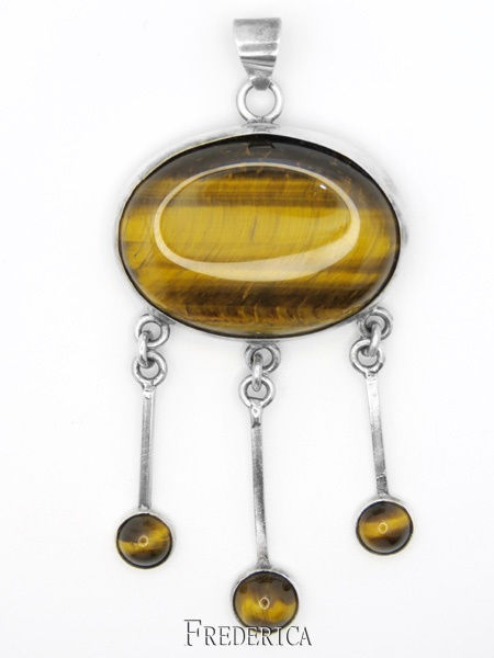 תליון מכסף משובץ עין הנמר