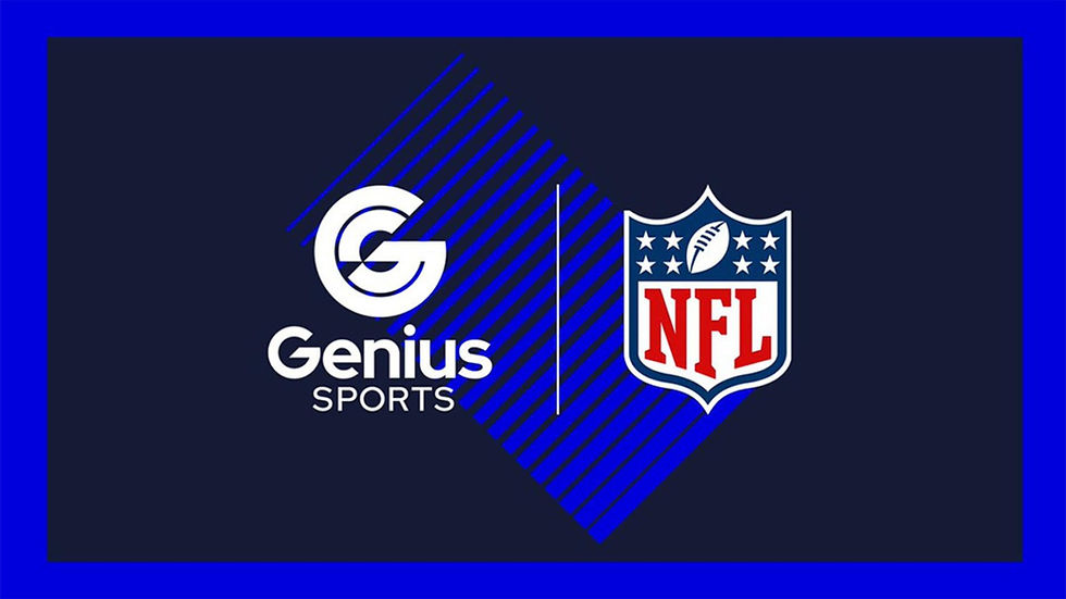 Genius Sports and NFL partnership graphic featuring official football data branding