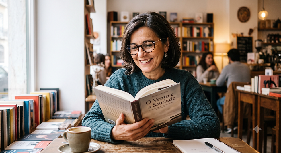 Pessoa usando óculos multifocais com conforto para leitura.
