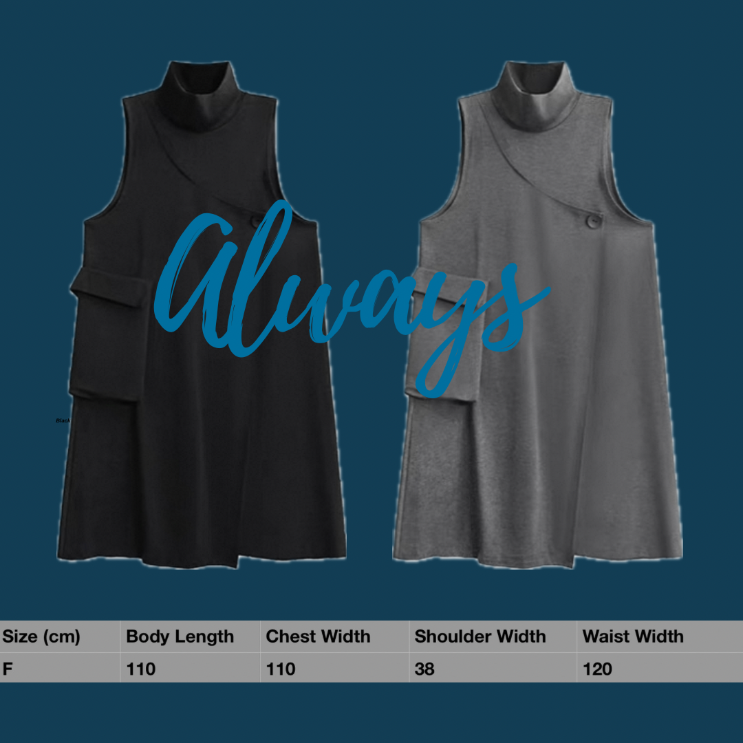 Niche design fashion high-neck vest dress