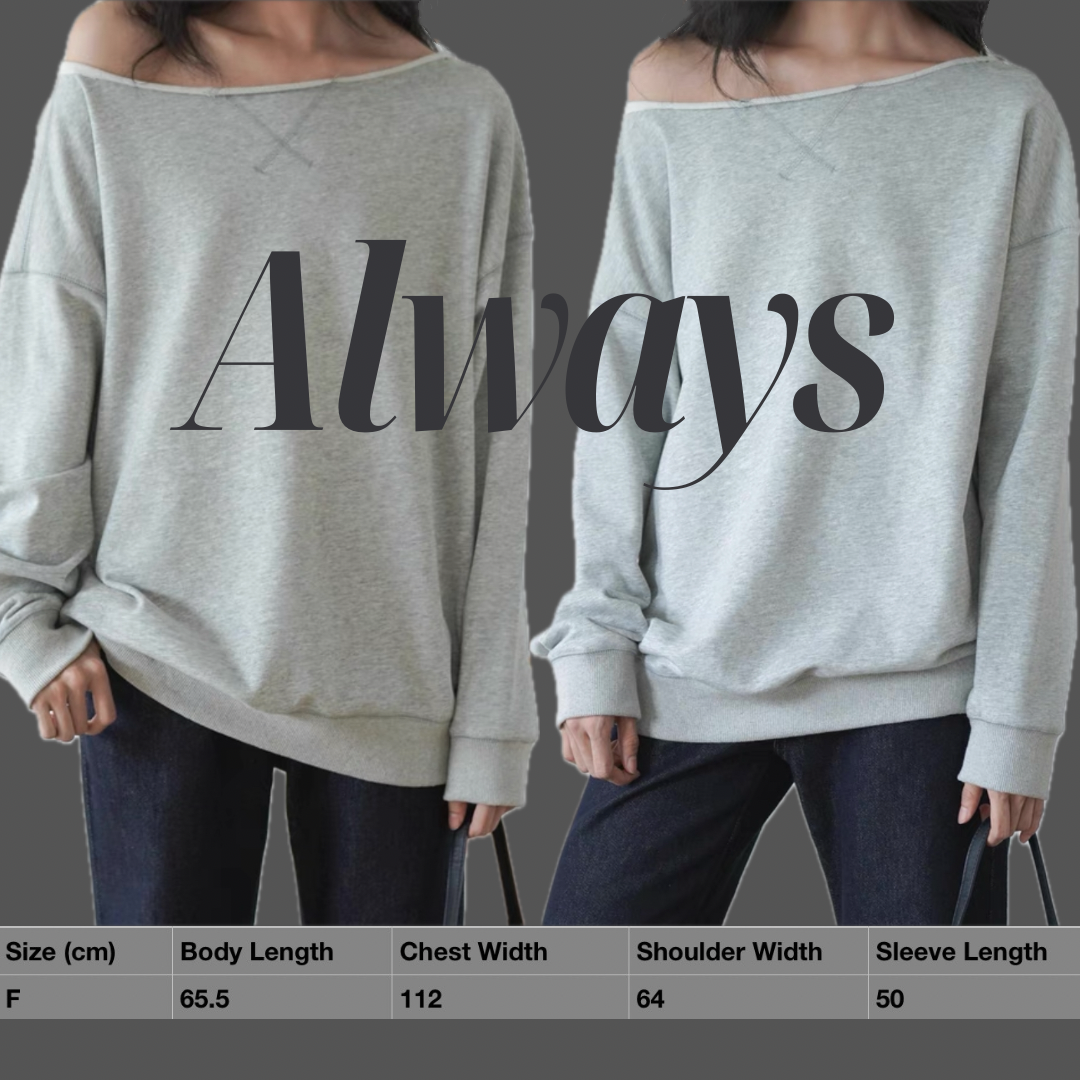 One-shoulder sweatshirt for women, designed with a lazy style and long sleeves.