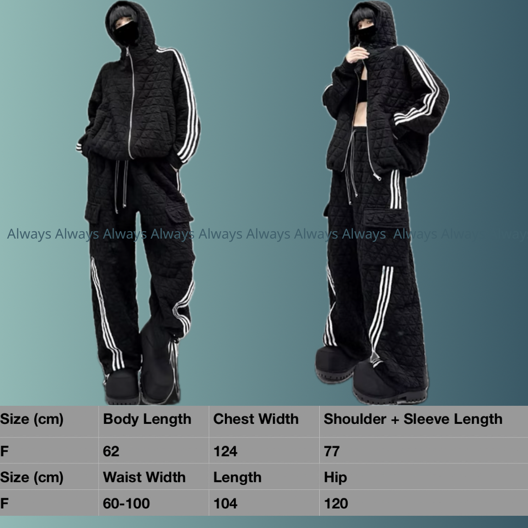 loose hooded sweatshirt jacket + Pants