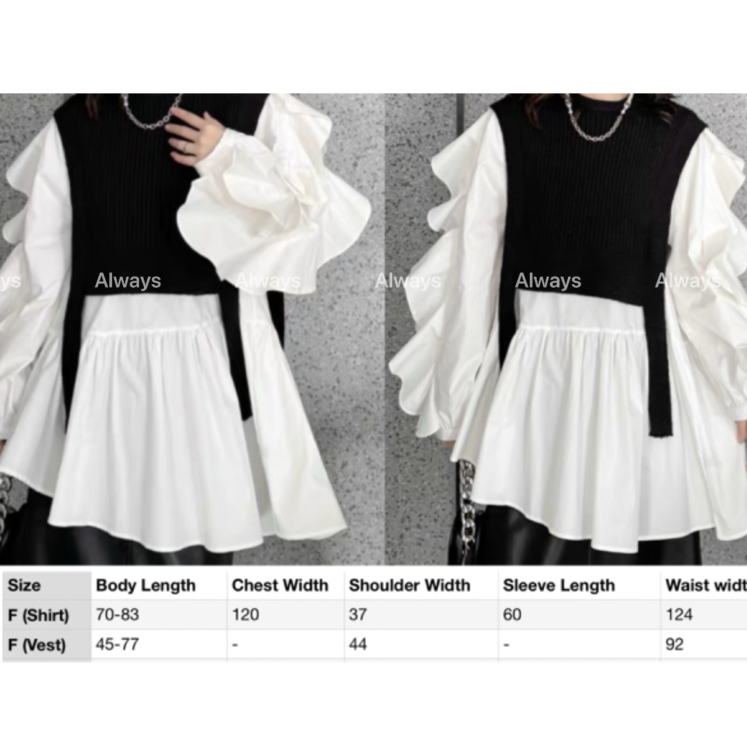 French lantern sleeve blouse, two-piece set of long-sleeved shirts