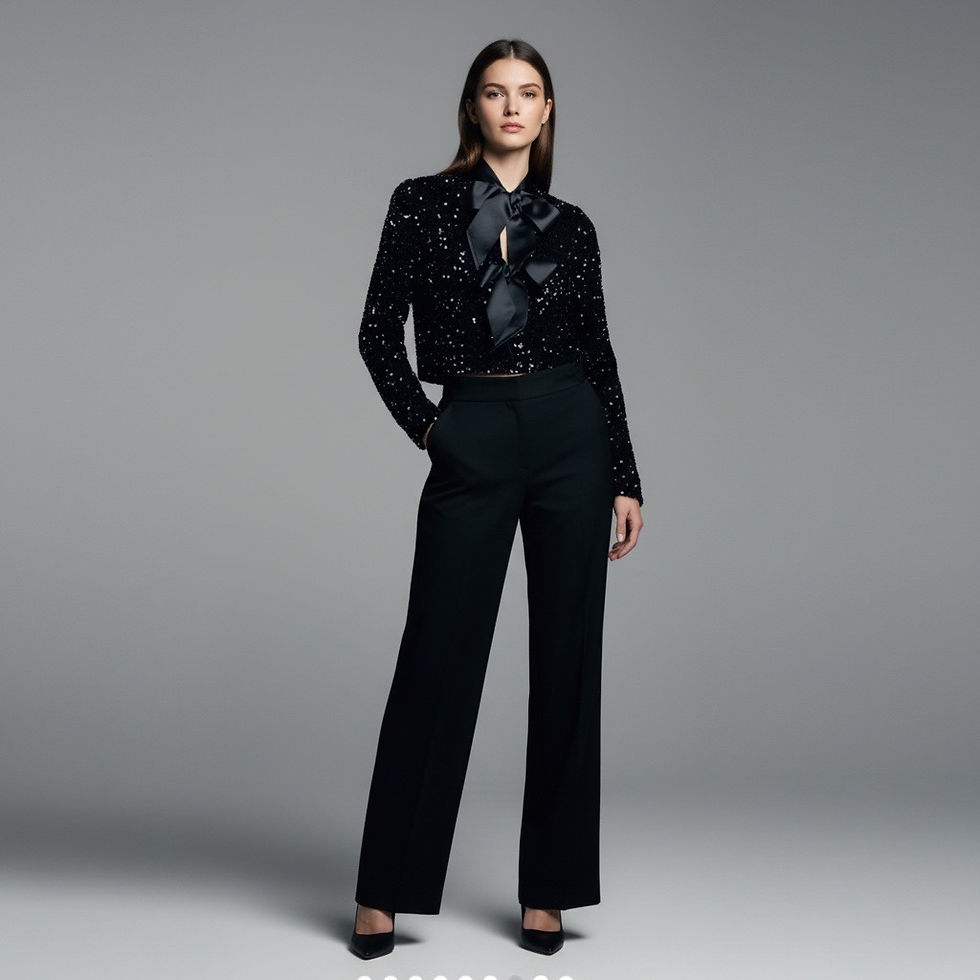 Thumbnail: French Chic Sequin Bow Velvet Short Elegant Socialite Cardigan Jacket