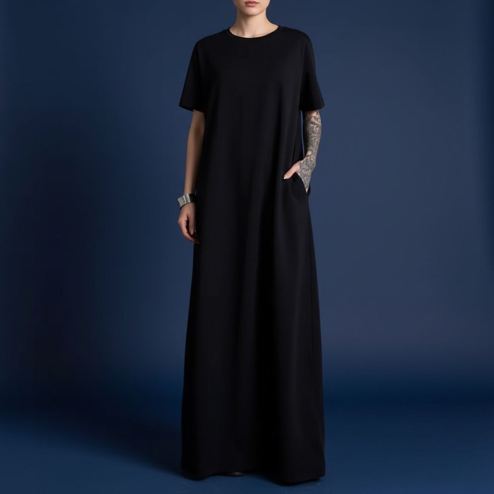 Thumbnail: Simple solid color lazy loose extra long short-sleeved dress,