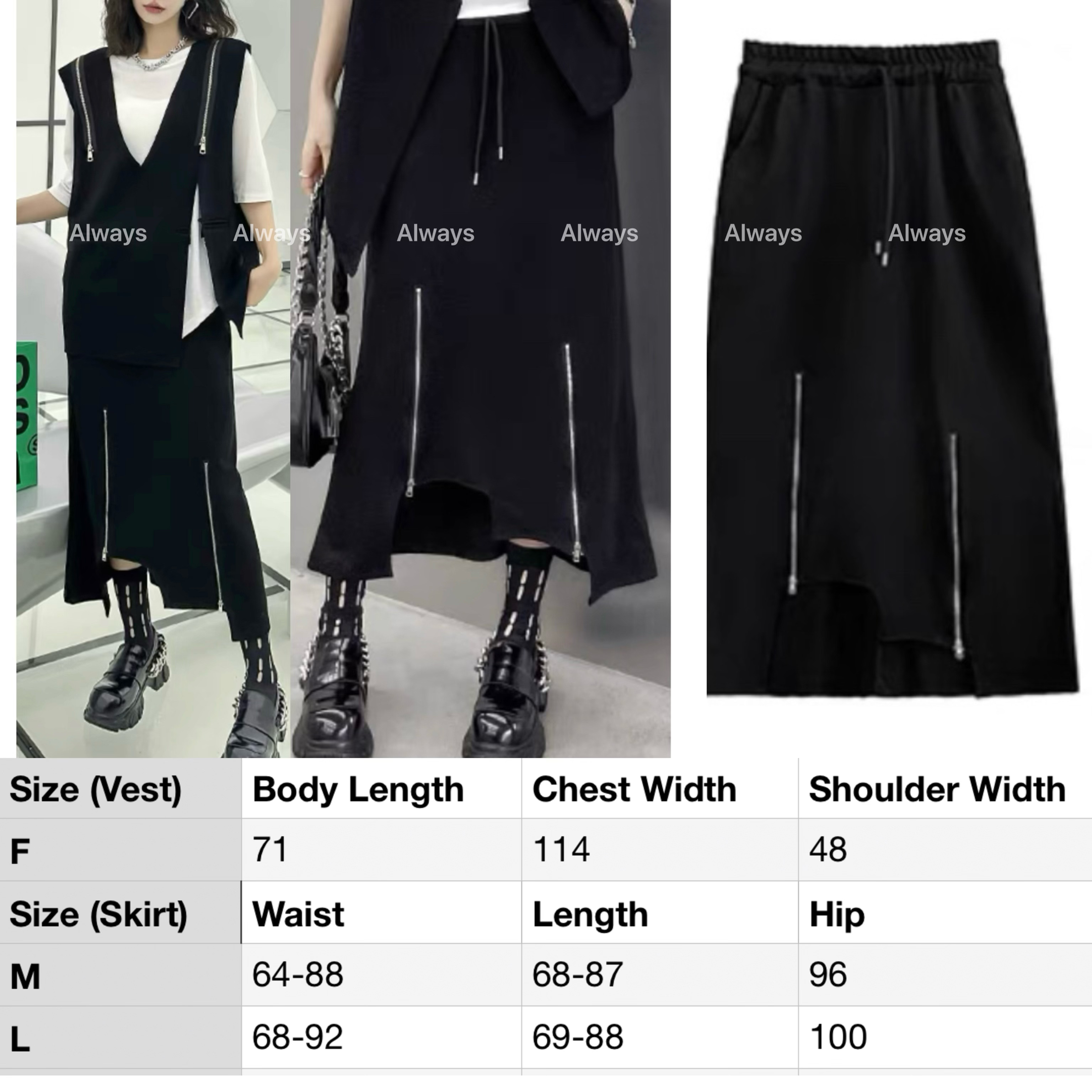 Women's fashionable and loose-fitting design, paired with zipper skirt
